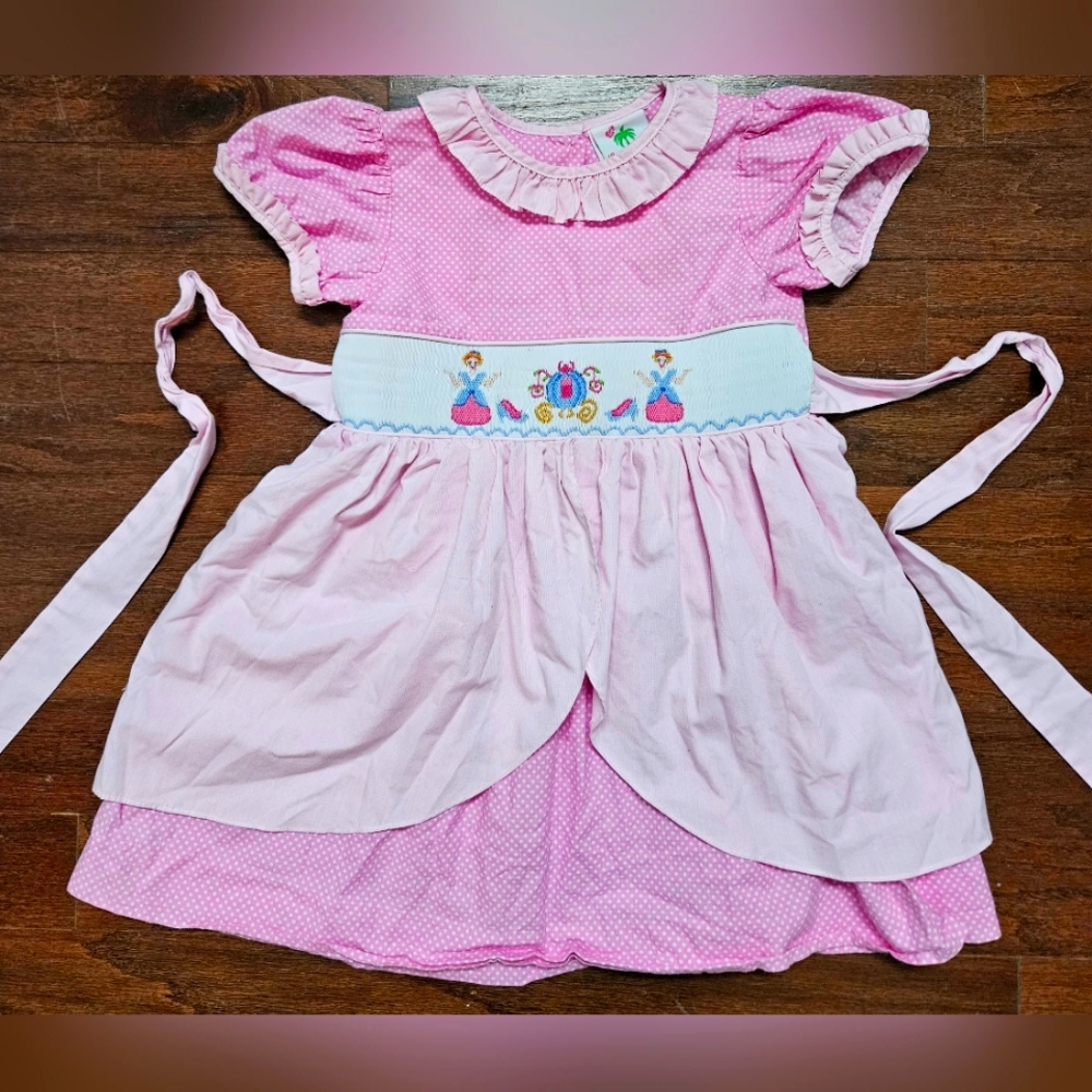 "Shrimp and Grits" brand, Pink smocked cinderella dress. Size 5t.
